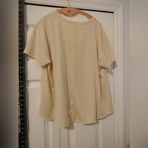 Women's Cream V-Neck Top Cropped Top - Picture 5 of 14